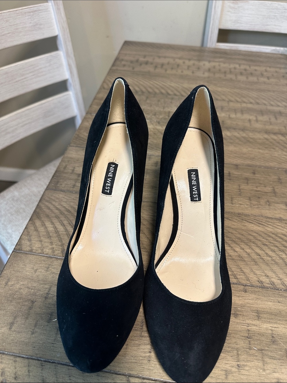 Nine West Black Suede Pointed-Toe Pumps